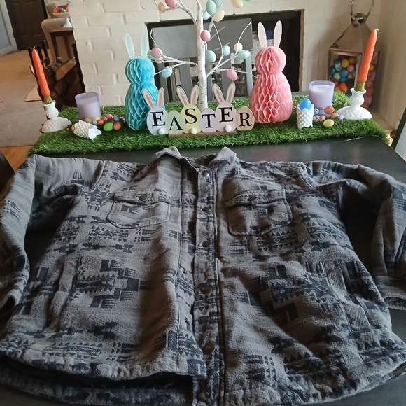 Ariat Mens Gray Patterned Button-Up Jacket Like New Size L - Picture 1 of 5